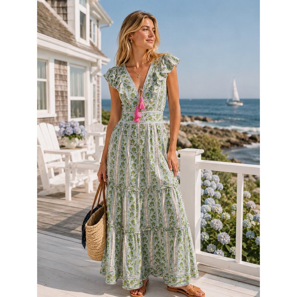 Bell by Alicia Bell Floral Maxi Dress Green Print